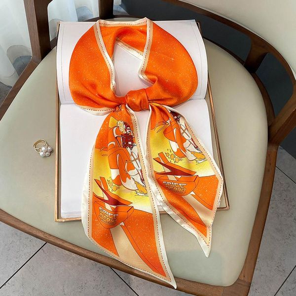 

scarves fashion literary of small fresh and narrow long horse head scarf decorative headband tie wrist strap bag belt, Blue;gray