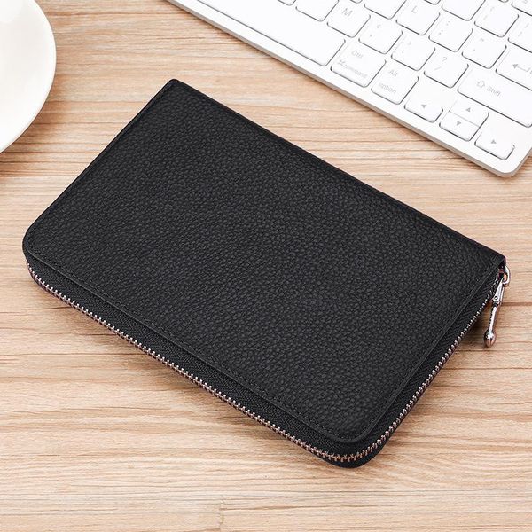 

wallets male long slim wallet with zipper business handbag clutch bag youth genuine leather classical purse holder, Red;black