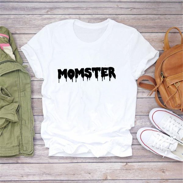 

2021 summer autumn monster letter print t shirt women tshirts halloween season casual white t-shirts tee shirts girls