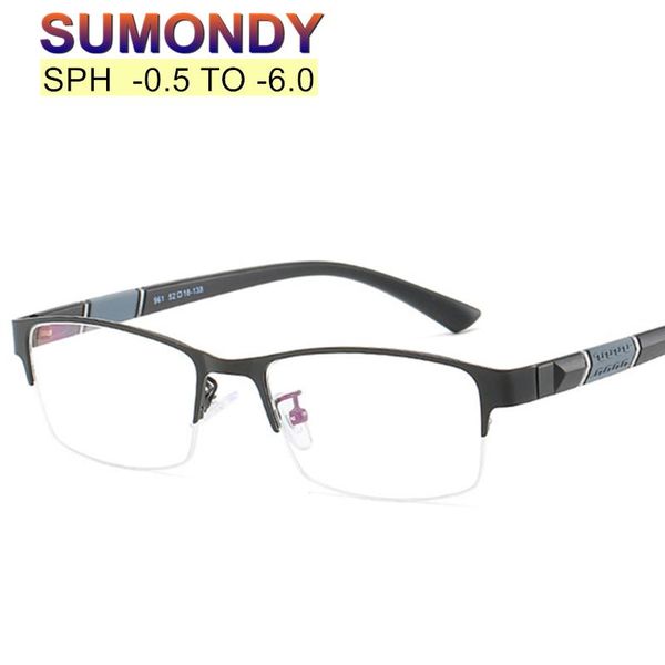 

fashion sunglasses frames myopia glasses diopter -0.5 -1 -1.5 -2 -2.5 to -6 women men upscale tr90 half frame finished prescription spectacl, Black