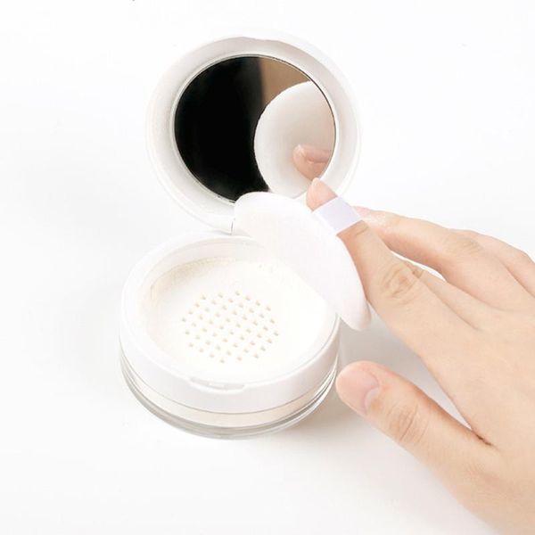 

storage bottles & jars 1pc 10g portable empty powder case loose box with mirror cosmetic dispensing container white
