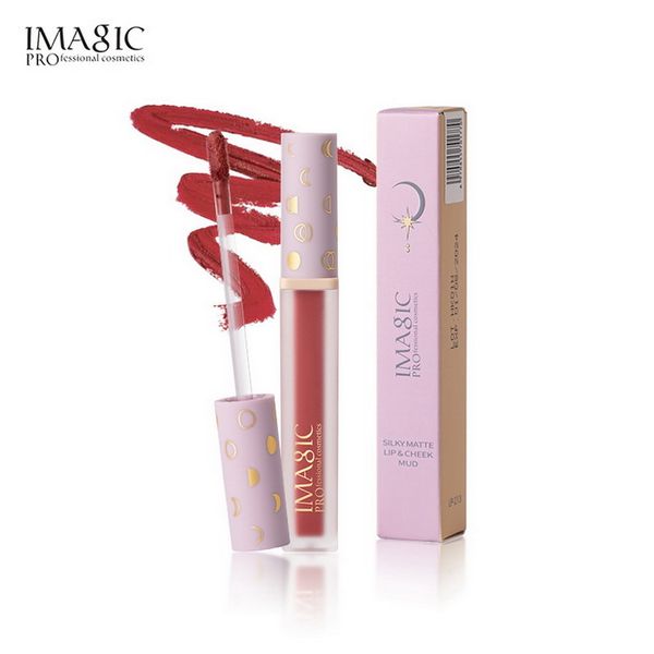 Imagic mat dudak parlatıcısı ve yanak 12 renkler çamur su geçirmez high-end kadife sis prestional kozmetik makyaj lipgloss ambalaj