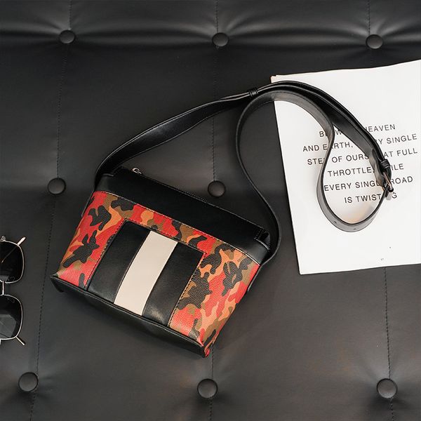 

bag handbag 2021 korean fashion trend men's and women's waist sports multi function student single shoulder messenger camouflage, Black;red