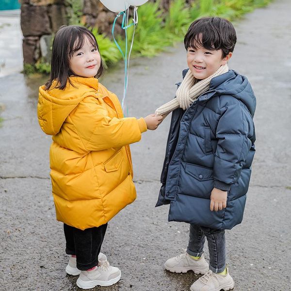 

down coat winter thick hooded duck jacket for girl boys clothes thickening parka kids snowsuit outerwear girls clothing, Blue;gray