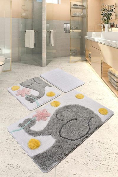 

bath mats big elephant gray 3-set mat 8694545032361