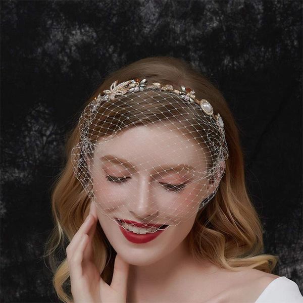 

hair clips & barrettes bridal baroque crystal pearl headbands birdcage veil wedding vintage mesh floral rhinestone hoop for women and girl t, Golden;silver