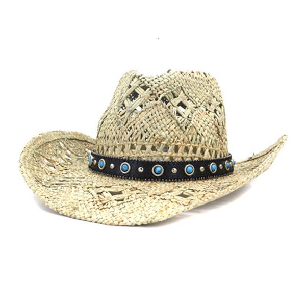 

2021 new women men solid rafia straw headmade luxury natual big brim belt band casual vintage summer beach sun hats gljh, Blue;gray