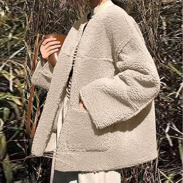

women's jackets women's fluffy plush women casual solid long sleeve coats vintage zip winter loose outwear coat autumn oversized c, Black;brown