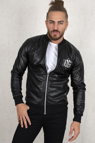 

black front back writing detailed leather coats 2100333 i666, Black;brown