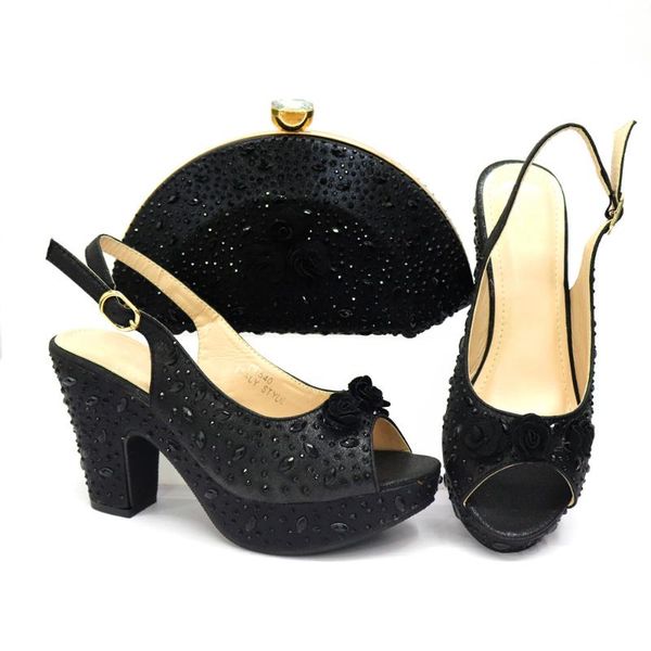 

dress shoes and bag for party wedding ladies sandals women nigerian set, Black