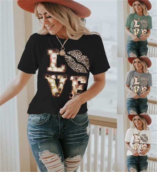 

women's t-shirt 2021 short sleeve leopard print round neck, White