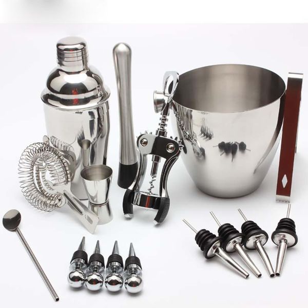 

ice buckets and coolers wine cocktail mixing bar set bartender kit essential ware 750ml 550ml stainless steel shaker bucket double sided jig