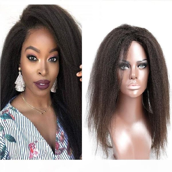 

greatremy glueless full lace wigs malaysian kinky straight human hair lace wig density 130% to 150% wigs for black women lasting long time