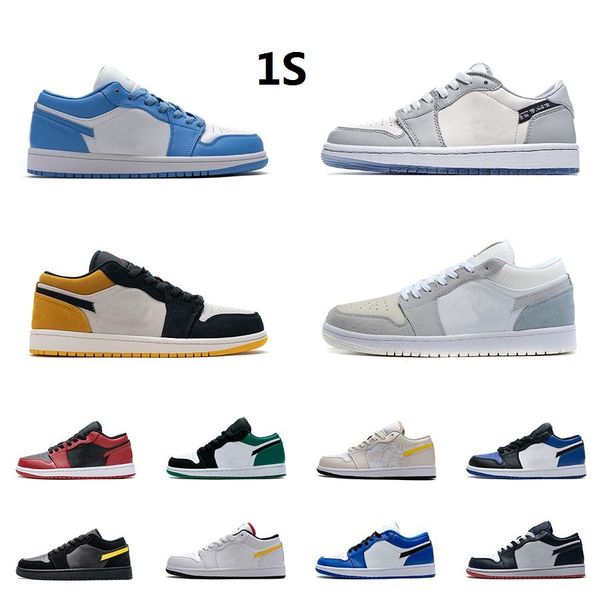 

2021 1 1s low cut basketball shoes men's and women's unc court purple red orbit aurora smoke grey bred university gold fashion tra