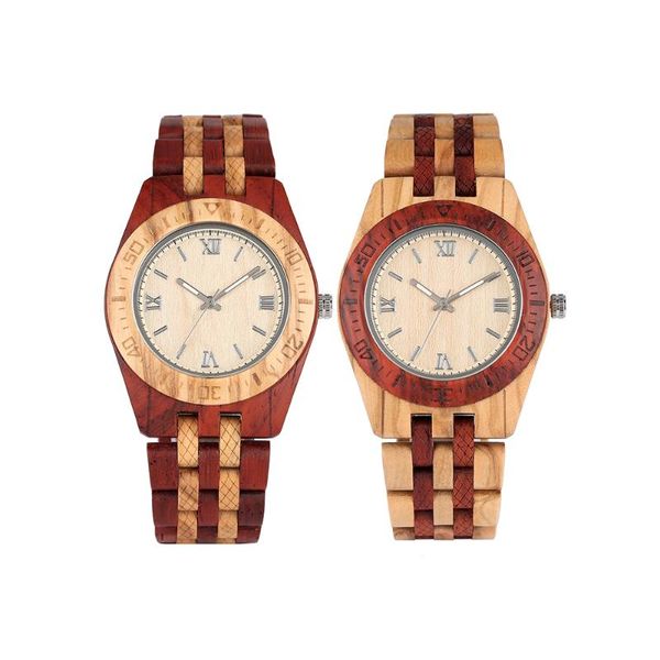 

wristwatches men's wooden watch wood strap quartz wristwatch appealing large roman numerals dial luminous pointers, Slivery;brown