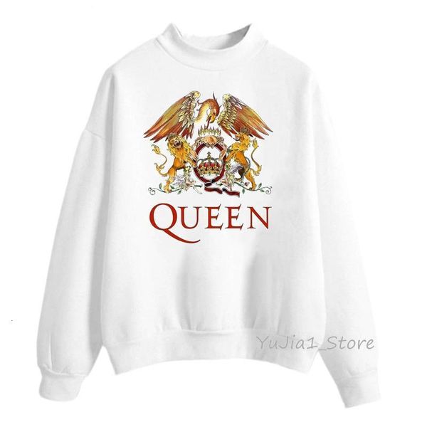 

vintage queen band sweatshirt freddie mercury print hoodies women white hip hop rock hoddies gothic clothes winter streetwear, Black