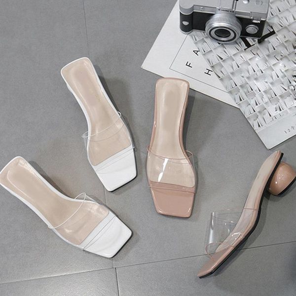 

dress shoes vogue crystal pvc women sandals geometry heel pink summer one strap slipper swc0278, Black
