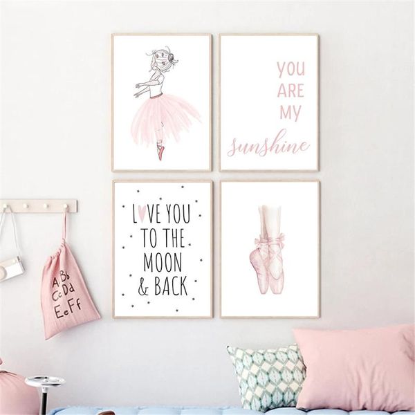 

paintings dancing pink ballet girl wall art print painting nursery canvas prints quotes poster nordic pictures girls baby room decor