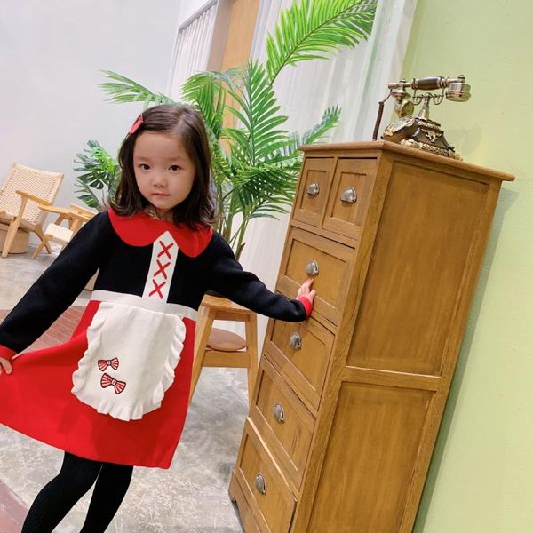 Vestidos de menina chlidren roupas outono inverno adorável vestido 2021 meninas de bebê desenhos animados aventais forma algodão