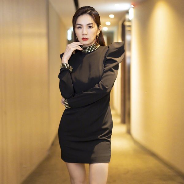 

mini dress runway designer 2021 spring summer new women's fashion party elegant chic diamond black dresses ea27, Black;gray