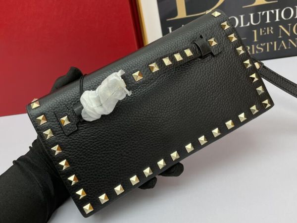 

realfine888 3a 23cm studs calfskin clutch bags shoulder handbags with dust bag