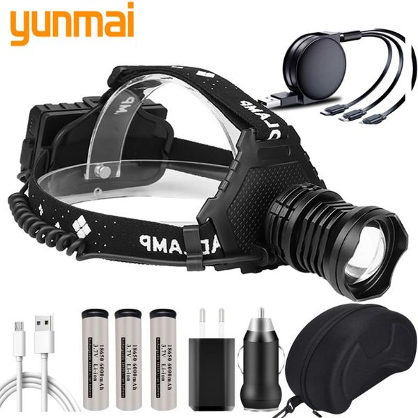 

headlamps fishing & camping the most brightest led headlamp powerbank zoomable headlight head lamp 8000lm 3* 18650 battery
