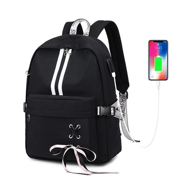 

fashion anti theft reflective waterproof women backpack usb charge school bags for girls travel laprucksack bookbags