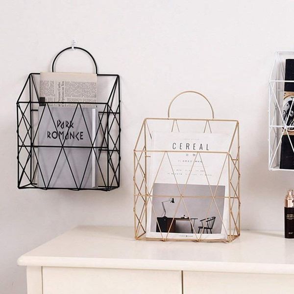 

storage baskets magazine holder hanging wall mounted spaper periodical book document file organizer basket metal shelf container di