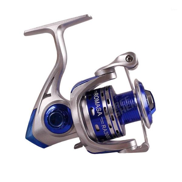 

baitcasting reels isher 9+1 bb spinning fishing reel spools lure wheel tools 5.2:1 wood handle silver blue double colors