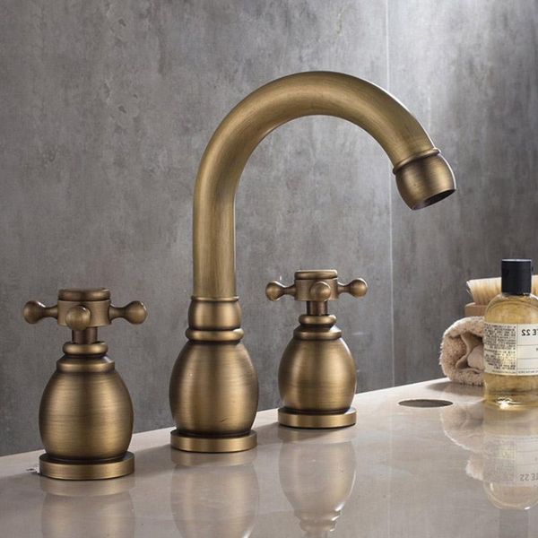 

bathroom sink faucets impeu antique bronze 2 handle 3 hole widespread faucet, lavatory basin faucet tap, solid brass, coming with water hose