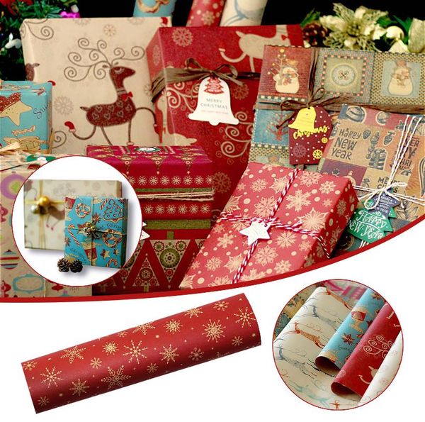

35Ã50cm beautiful oriental red christmas printing kraft paper roll crafts wedding festive party gift packaging decorative paper
