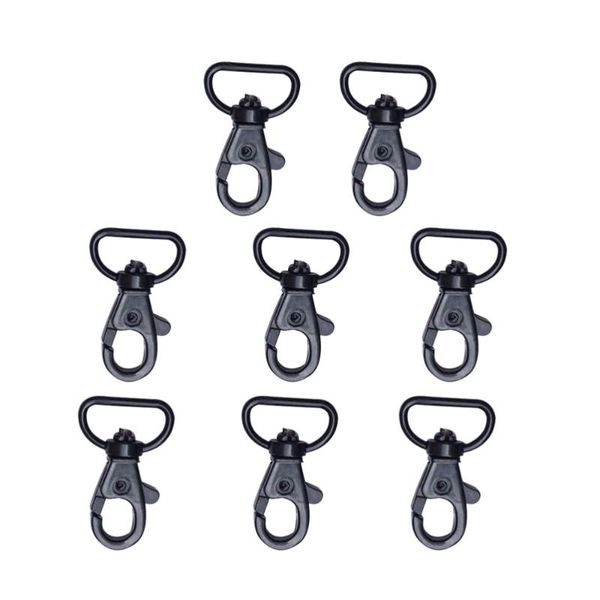

fishing accessories 8pcs keychain hooks with swivel d-rings heavy duty snap lobster claw clasp for lanyard (black)