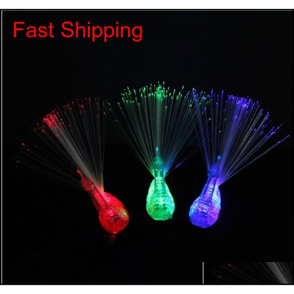 

led glow peacock finger light laser beams ring optical fiber toy flash kid fluorescent shiny neon flashing qylyaj bdehome, Silver