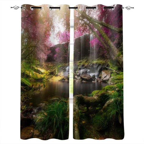 

curtain & drapes natural scenery waterfall reef creek curtains for living room children bedroom decoration home kitchen products windows