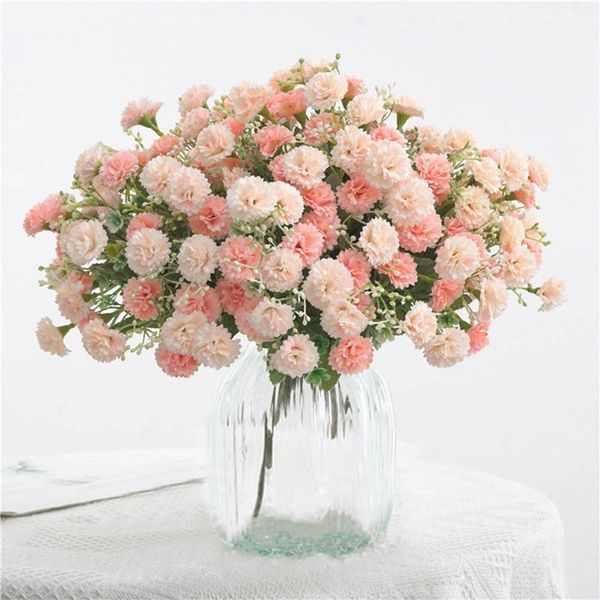 

31cm carnation silk small lilac artificial flowers bouquet pink fake flowers for home wedding decoration indoor