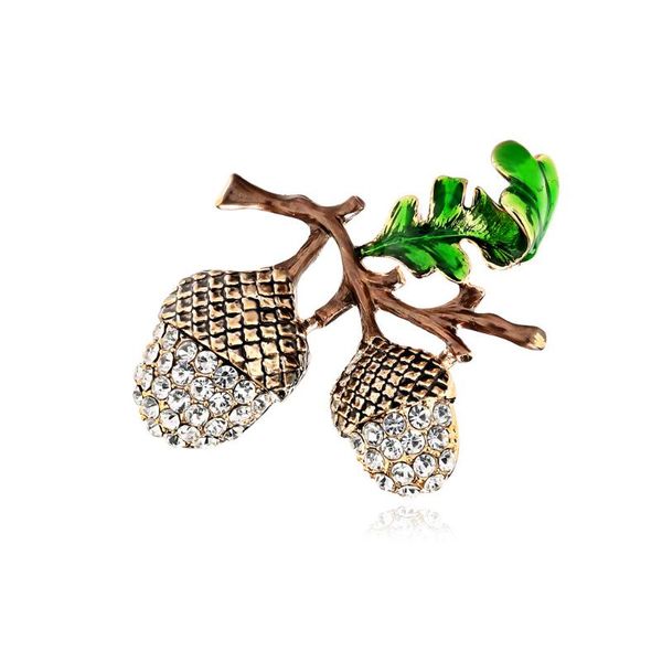 

pins, brooches european and american fashion creative pine nut brooch plant crystal suit sweater pin accessories, Gray