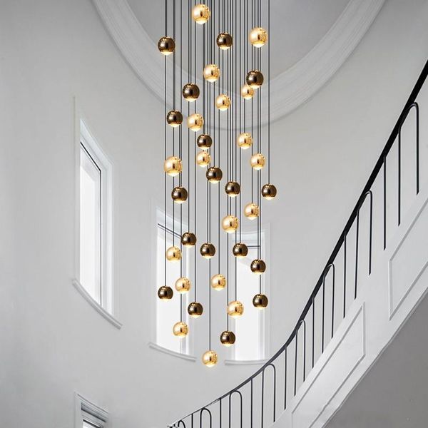 

chandeliers postmodern luxury led chandelier lighting duplex rotating staircase creative round ball hanging lamp dining living room fixtures