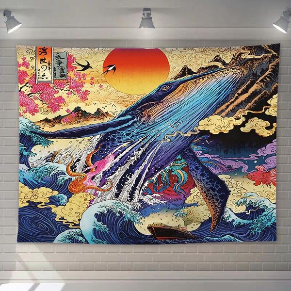 

background bed room decor tapestry functional picnic clothes sofa cover large area wall dirt-resisting japanese style valance