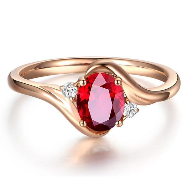 

wedding rings elegant red gems zircon jewelry ring for female oval shape cz rose gold open engagement party gift resizable, Slivery;golden