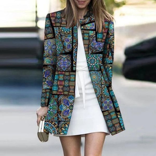 

jacket blends women's fall coat women woolen coats plus size print jackets autumn outer retro clothing womens 2021 s-5xl, Black