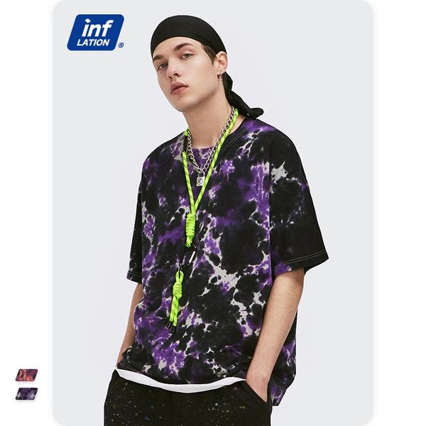 

men's t-shirts inflation mens tie-dyed t-shirt streetwear 2021 fashion oversized hio hop tees men cotton tee drop 5201s21, White;black