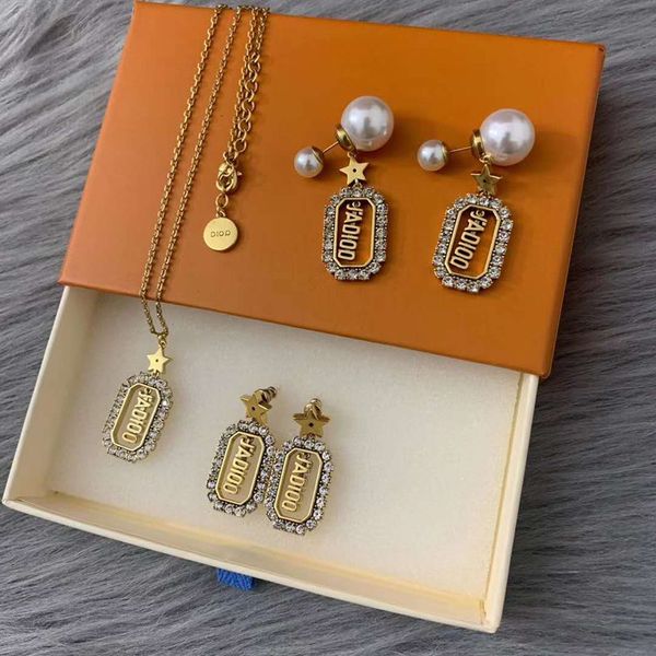 

fashion earrings designer new jewelry new s925 silver needle d family letter star necklace temperament simple versatile, Golden
