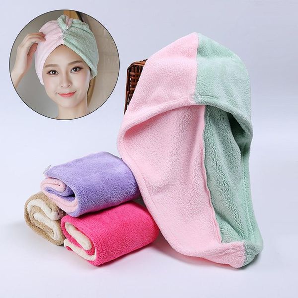 

towel absorbent dry hair cap hair-drying coral fleece shower quick-dry bath wrap bathroom matching soft