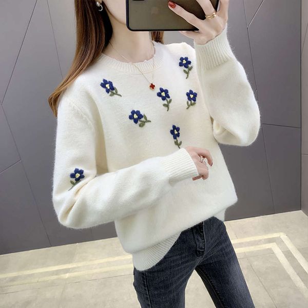 

western style sweater women's loose fitting autumn and winter clothing, White;black