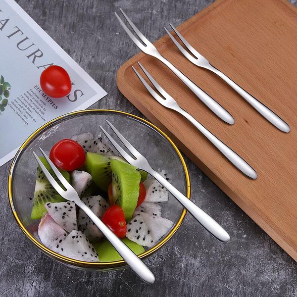 

forks 4/5/6pcs/set stainless steel fork dessert salad fruit snack cake birthday party kitchen two-tine dinnerware set