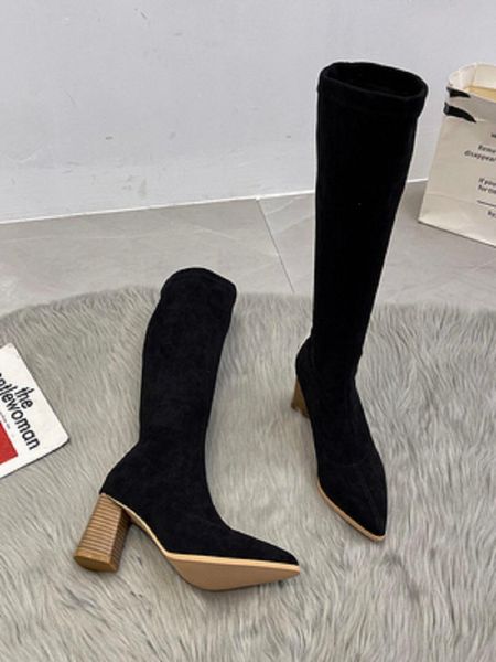 

boots women's summer 2021 thick-heeled fashion all-match retro high-knight, Black