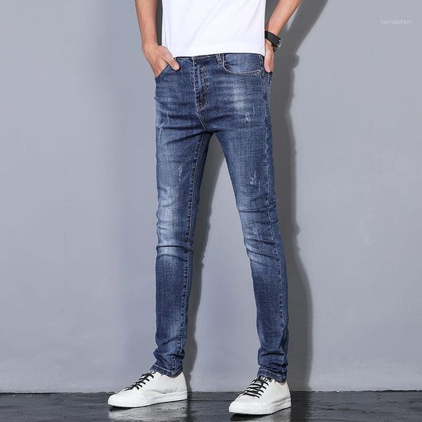 

men's jeans four seasons men business casual straight blue elastic force fashion trend denim trousers male brand pants1