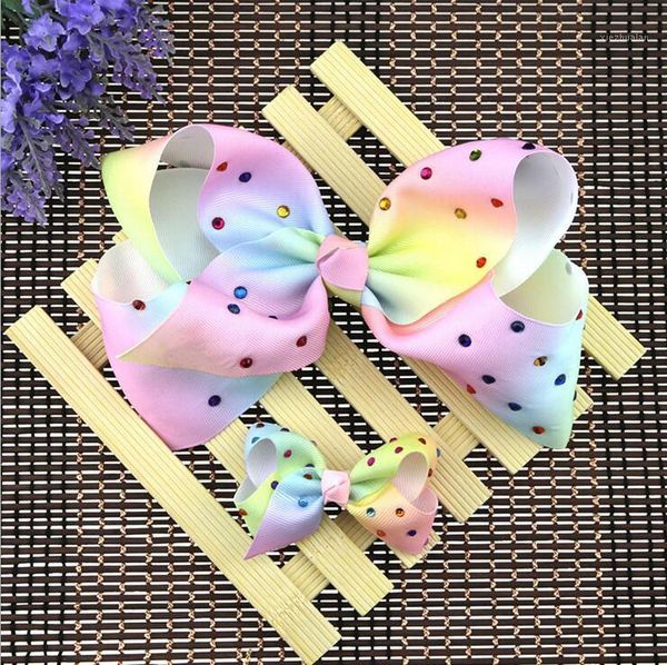 

hair accessories 50pcs dhl fashion rainbow grosgrain ribbon jojobow with rhinstone for teens student1, Slivery;white