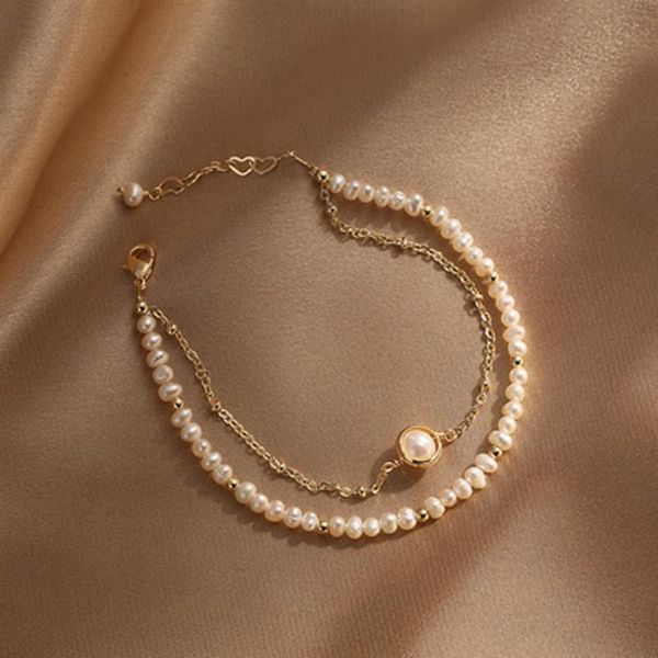 

classic fine pearl jewelry stainless steel real 18kp chain handmade beaded real pearl bracelet for women accept dropshipping, Black