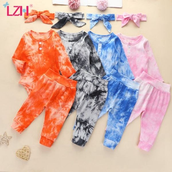 

lzh 2021 autumn winter newborn romper+trousers 3pcs suit casual infant clothing boys set baby girl clothes 0-3 year 210309, White
